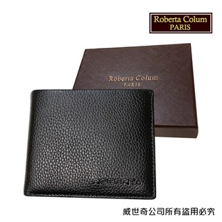 Roberta Colum諾貝達 男用皮夾 短夾 專櫃皮夾 進口軟牛皮短夾(黑色24002)【威奇包仔通】