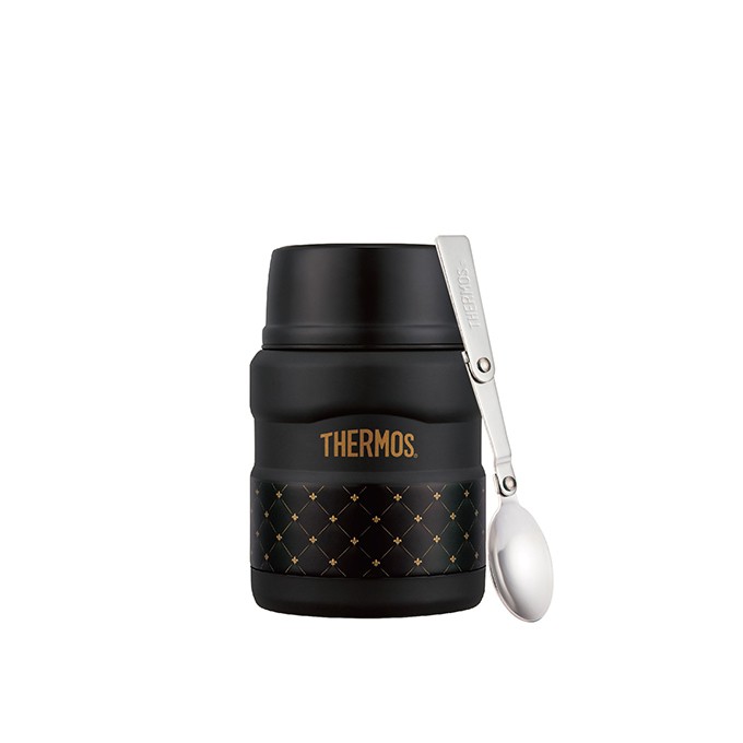 ⋘現貨⋙ THERMOS 膳魔師   ⨝不鏽鋼真空食物悶燒罐  ⨝時尚菱格–470mL(附湯匙)   SK3000DBK