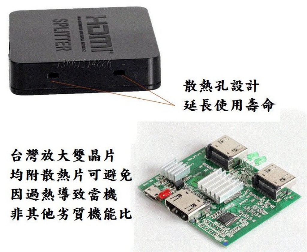 (BJ4)台灣晶片 1.4版 HDMI鍍金接頭 一分二 一進二出 一對二 1分2 1對2 1進2出 1公轉2母