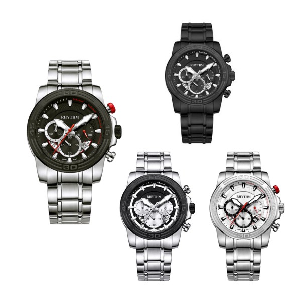【WANgT】RHYTHM麗聲 時尚三眼計時不鏽鋼手錶(S1409S)