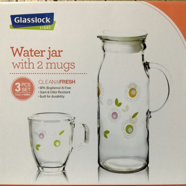 [搬家大出清] Glasslock 玻璃冷水壺+玻璃杯2入