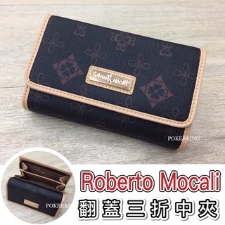 POKER📣(免運-專櫃品牌) Roberto Mocali 諾貝兔 奢華黑金系列 三折多卡式中夾 女生皮夾 皮夾 女夾