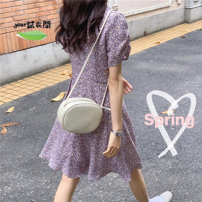 洋裝女生洋裝碎花洋裝短袖洋裝甜美超仙連衣裙文青森系連衣裙學生修身顯瘦v領連衣裙碎花連衣裙短袖連衣裙女洋氣