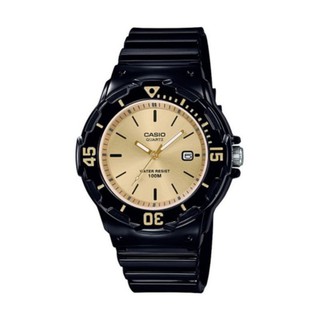 CASIO WATCH 卡西歐小巧金面潛水風格黑色膠帶運動腕錶 型號：LRW-200H-9E 公司貨