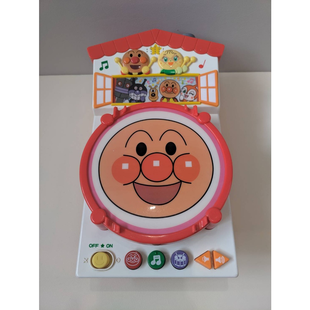 二手玩具-日本進口正版 Anpanman 麵包超人 太鼓達人 打鼓玩具 聲光玩具