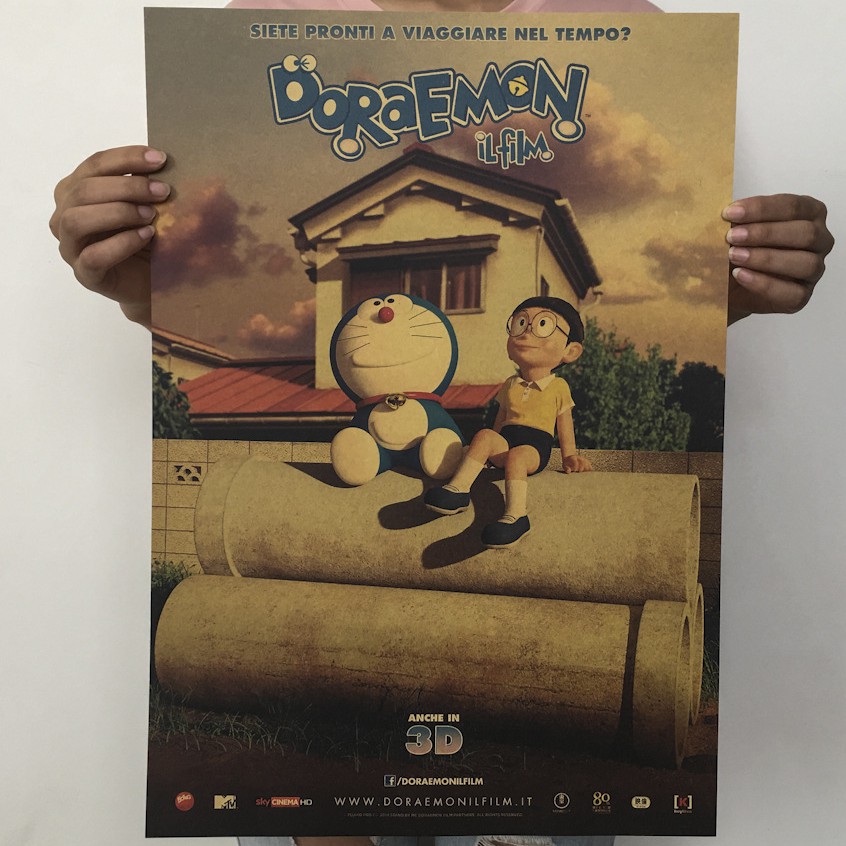 [現貨]哆啦A夢 Doraemon 小叮噹 大雄 經典電影海報 懷舊復古 牛皮紙 海報 店面 壁飾 背景裝飾居家裝飾