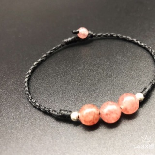 娜娜手作🌹泰國 蠶絲 蠟線 1珠月光石草莓晶腳環 招桃花 旺愛情💓手環 簡約 氣質 浪漫 禮物 閨密 本命年