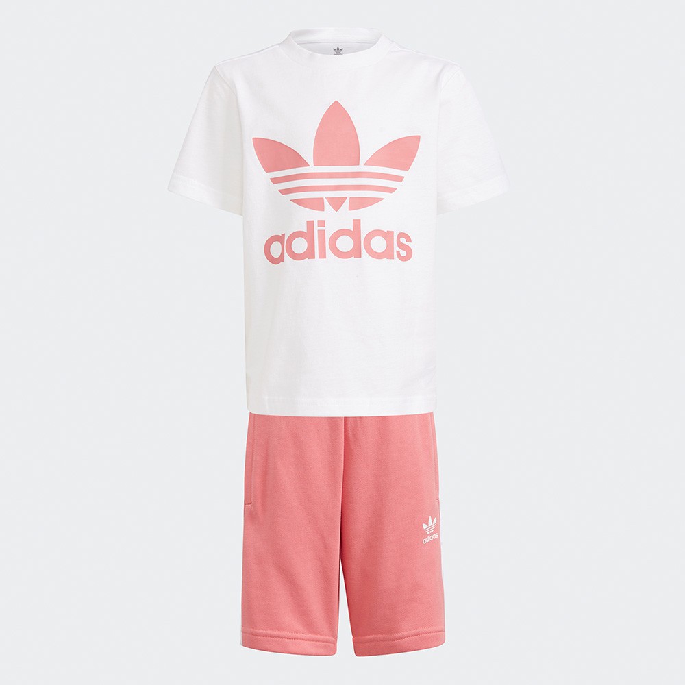 Adidas ORIGINALS ADICOLOR 童裝 套裝 短袖+短褲 休閒 純棉 白粉【運動世界】GP0195