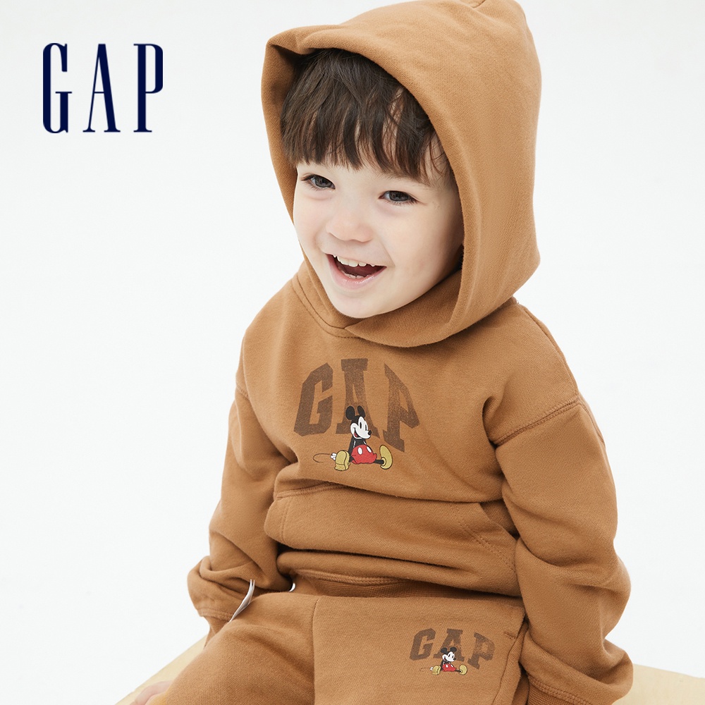 Gap 幼童裝 Gap x Disney迪士尼聯名 Logo刷毛帽T-棕色(774585)