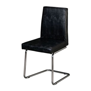 【PA1960-03】威力電鍍餐椅(仿黑鱷魚紋皮)(工字腳)(桃園以南請詢運費)
