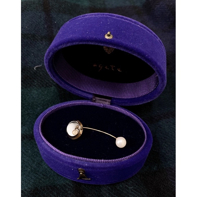 Agete 珍珠茶晶多變式單邊耳環