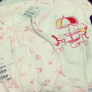 Combi 康貝 初生嬰兒側開衣褲組 粉色