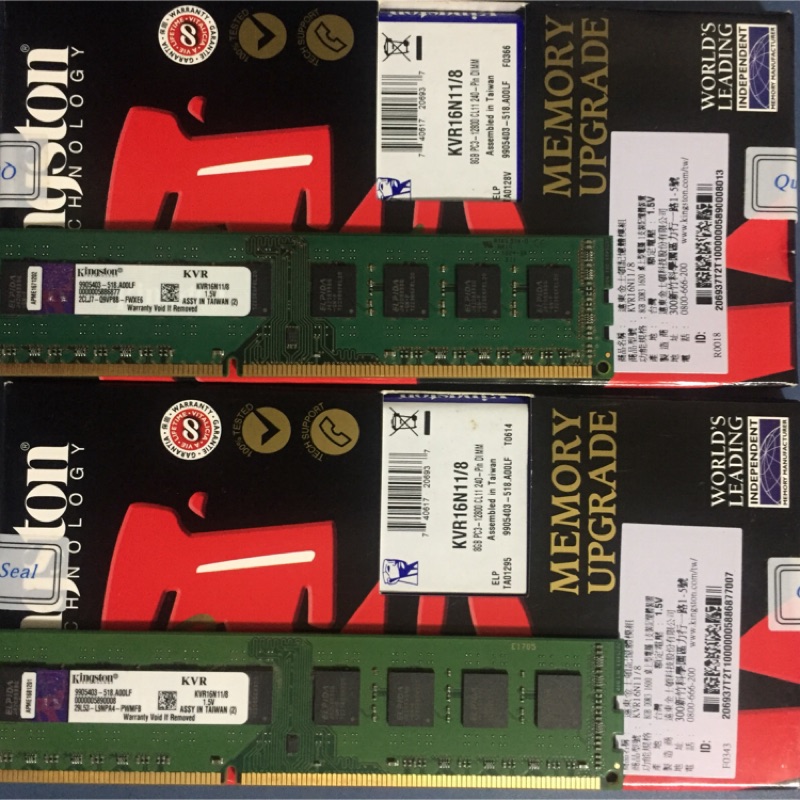 金士頓 DDR3 1600 8G X2 記憶體