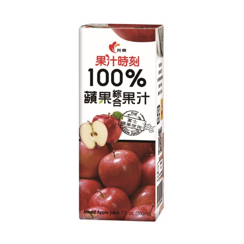光泉果汁時刻 100%蘋果綜合果汁[箱購] 200ml x 24【家樂福】