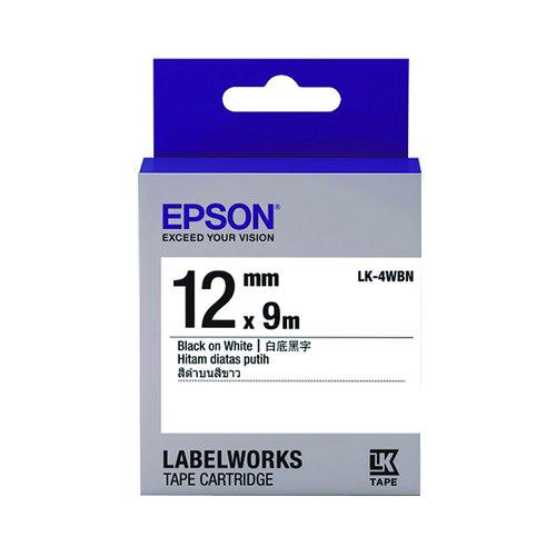 EPSON LK-4WBN(12mm)白底黑字一般標籤帶