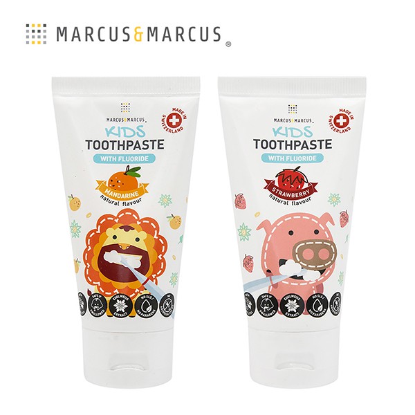 【加拿大MARCUS＆MARCUS】瑞士天然雪絨花兒童牙膏-含氟 (草莓/甜橘)  產地：瑞士