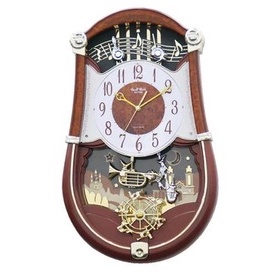 【高雄時光鐘錶公司】RHYTHM 日本 麗聲 4MH889WU23 里拉琴造型小天使搖擺30首HI-FI立體音樂掛鐘