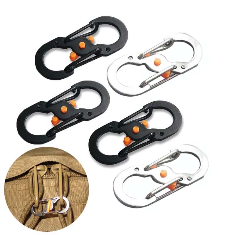 1pc 戶外露營 S 型登山扣, 帶鎖迷你鑰匙圈掛鉤防盜揹包扣鑰匙圈鑰匙鎖工具
