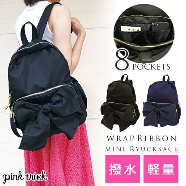 ✨現貨✨ 日本專櫃品牌 pink trick 立體蝴蝶結防撥水後背包