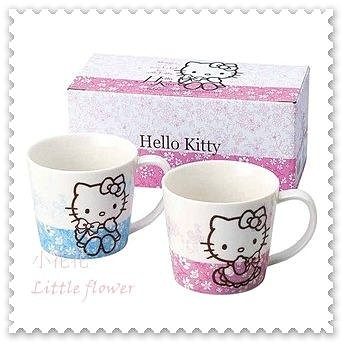 ♥小花花日本精品♥Hello Kitty 大頭臉圖案對杯 藍色粉色對杯 杯子/水杯/對杯/情侶杯