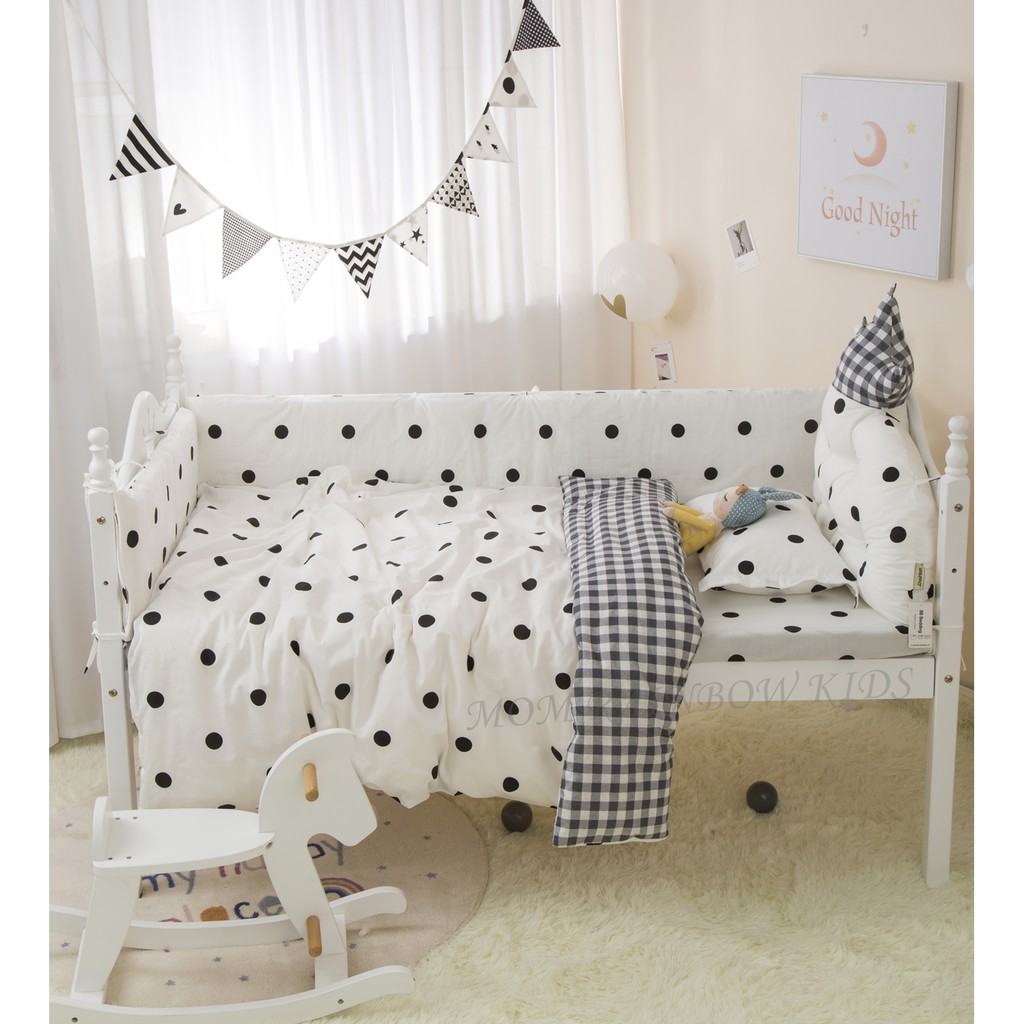 北歐風訂製款皇冠床靠寶寶嬰兒床純棉床圍 親子床品