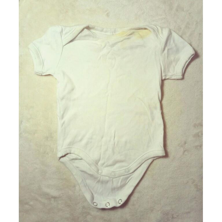 3-6M 新生兒 嬰兒 短袖 包屁衣 連身裝 兔裝 哈衣 寶寶連體衣 (白色素面) 粗衣