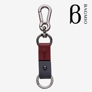BAGMIO 雙環牛皮鑰匙圈 - 灰+紅