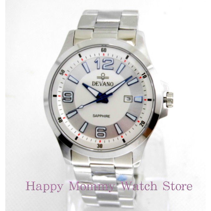【 幸福媽咪 】網路購物、實體服務 DEVANO 帝凡諾 藍寶石 防水日期 銀白面 男錶 型號 :DV-2593MS