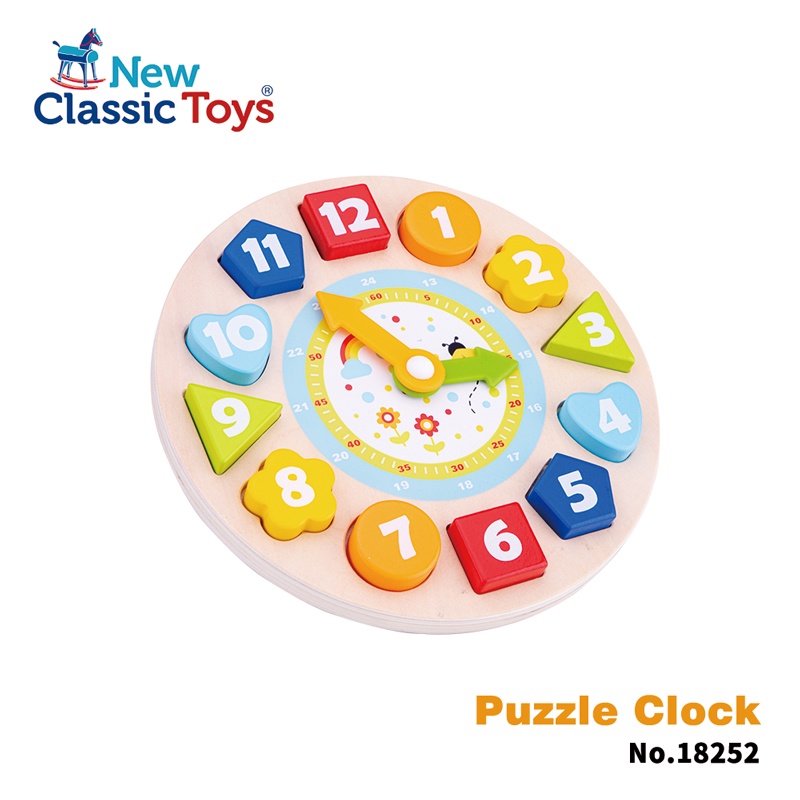 荷蘭 New Classic Toys 寶寶積木學習時鐘拼圖 18252 #認知學習 #拼圖 #積木 #木製玩具