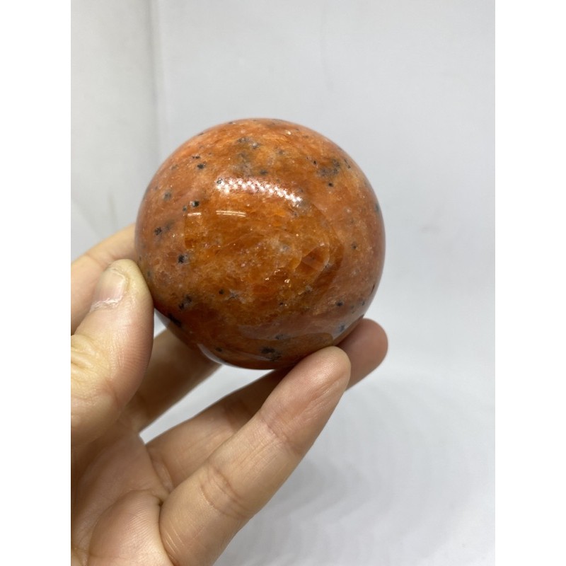 D2272天然水晶原礦/太陽石球#濃郁橘色 直徑約：59.7mm 重量約：303g