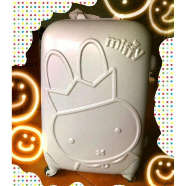 【皇冠Miffy米飛兔】米飛20吋PC鏡面＊鋁框銀白色(灰)拉桿旅行箱/行李箱/登機箱
