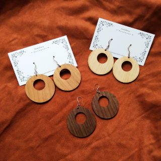 〘手作原木系列〙圓型造型耳飾 Z001 胡桃木 楓木 櫻桃木 耳環 飾品 原木飾品