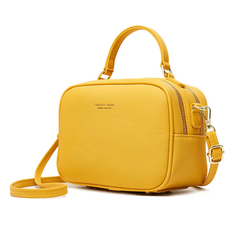 韓妞必備forever Young 時尚雙拉單肩包7色可選簡約素色手提小方包女生側背包斜背包大容量斜挎包 蝦皮購物