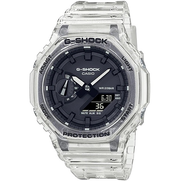 【CASIO 卡西歐】G-SHOCK 八角農家橡樹半透冰塊雙顯手錶(GA-2100SKE-7A)