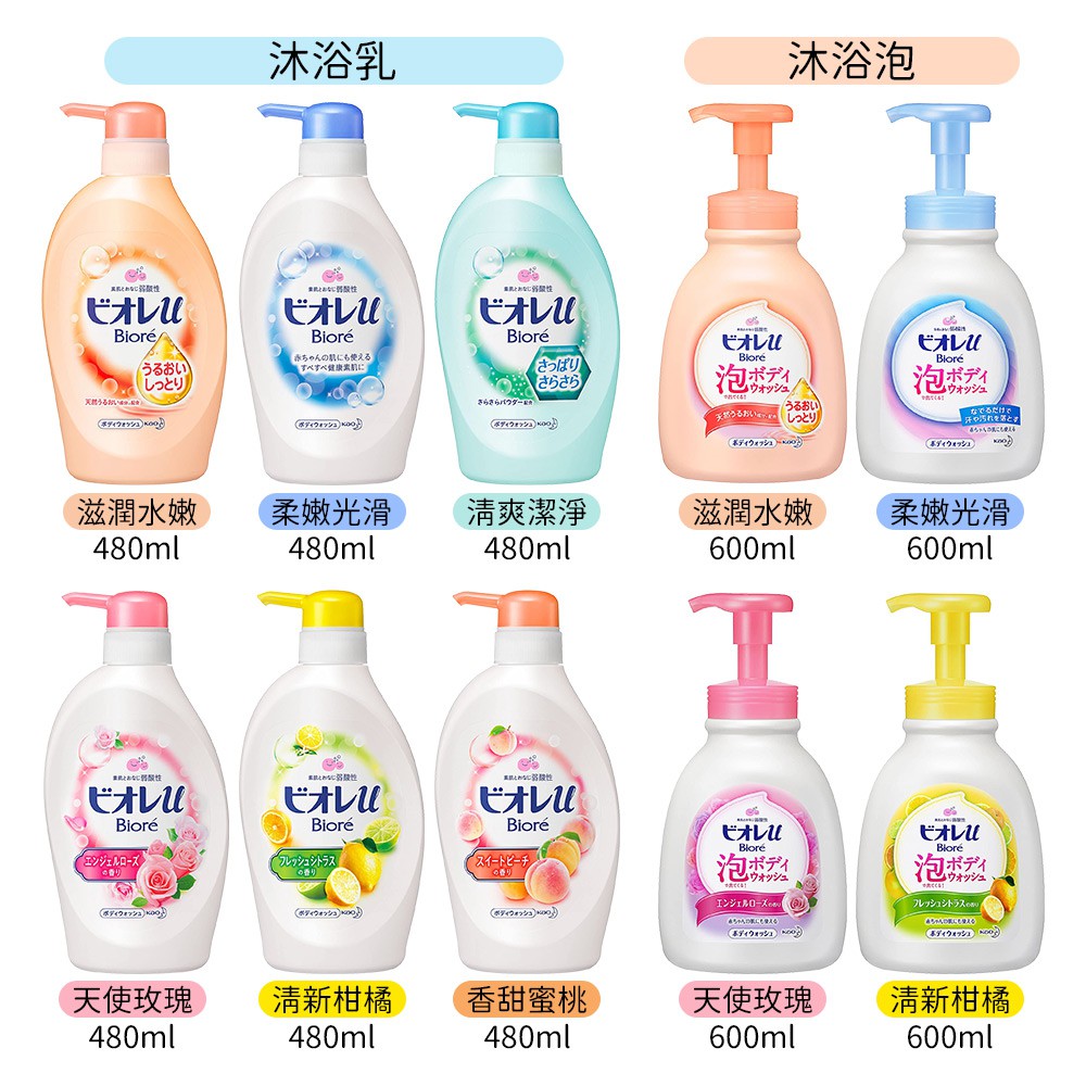 日本原裝進口 境內版 Kao 花王 Biore 弱酸性 親膚鎖水&amp;香氛親膚鎖水沐浴乳 補充包 多款任選