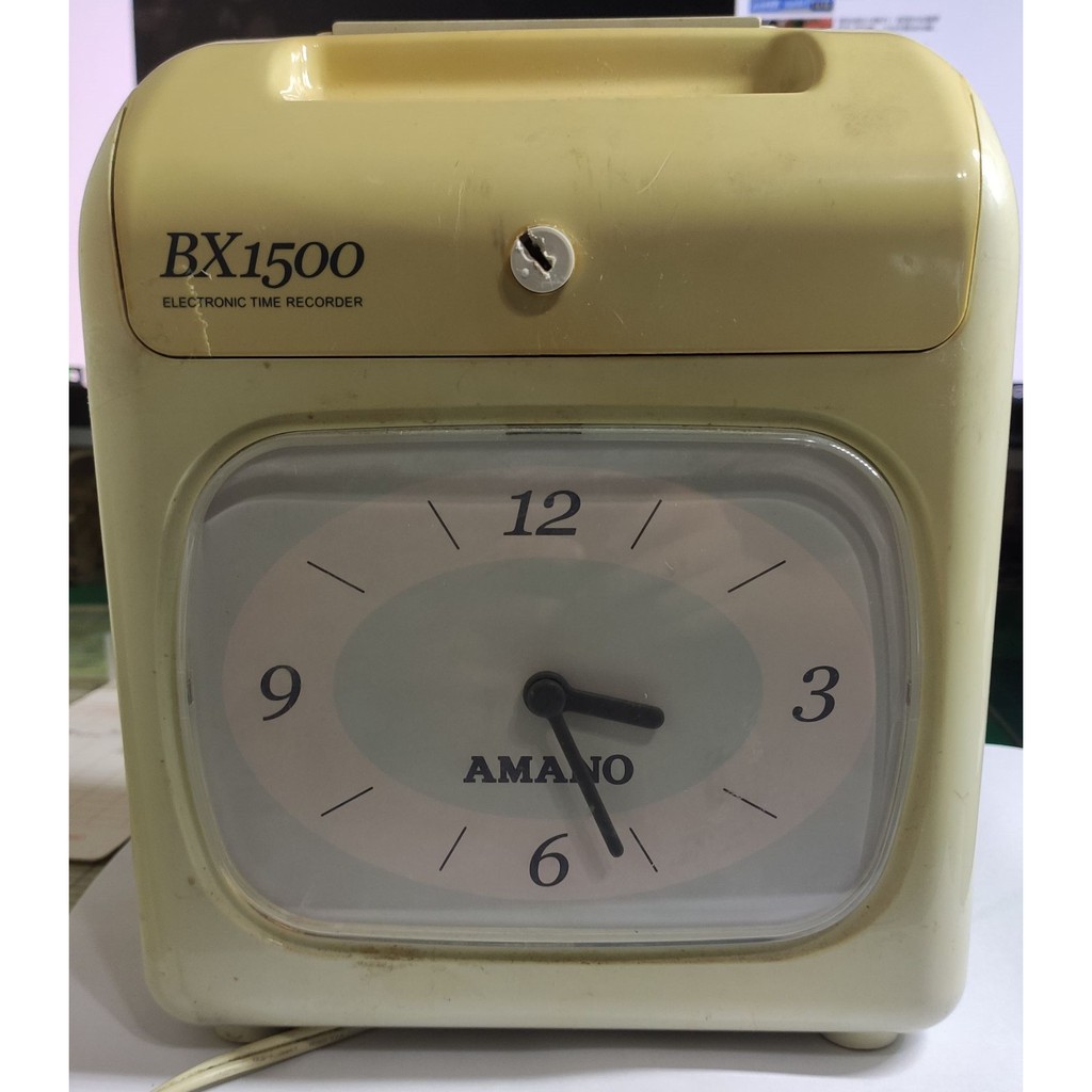 二手 打卡鐘amano Bx1900打卡鐘六欄位 送100張卡片和色帶換新 保固6個月 功能正常 蝦皮購物