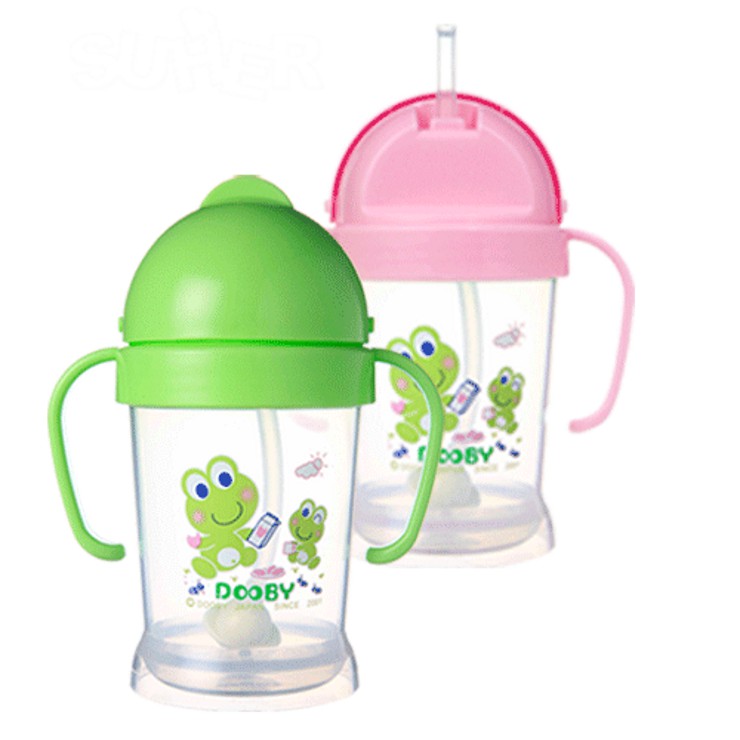 大眼蛙DOOBY 神奇水杯 200cc(粉/綠/黃)幼兒學習杯 水杯蓋 吸管