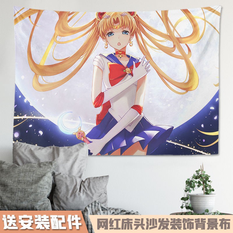 日式動漫美少女戰士周邊掛布少女房間床頭背景布網紅直播臥室墻布 蝦皮購物