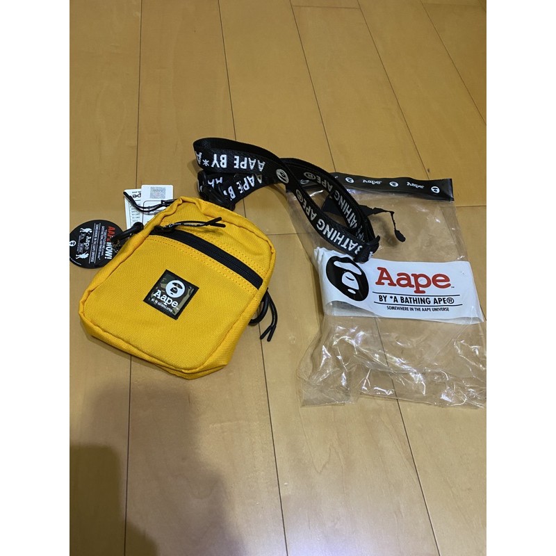 全新正品 AAPE 小包 腰包 側背包 黃色 猿人 台灣公司貨