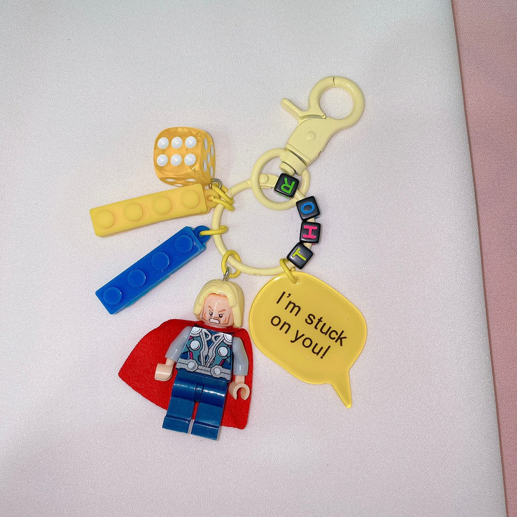 【現貨&amp;免費客製串珠】雷神索爾 Thor 樂高 LEGO 鑰匙圈
