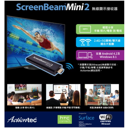 [二手] Actiontec ScreenBeam Mini 2 Miracast無線顯示接收器