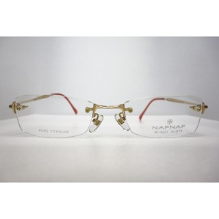 【台南中國眼鏡】nafnaf 6221 日本製 絕版 無框 鏡框 鏡架 金色