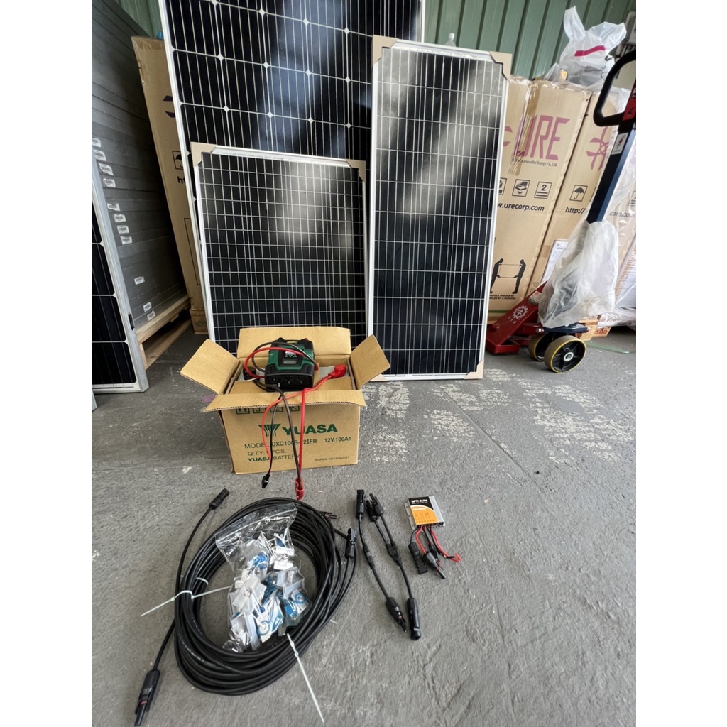 太陽能 馬上用 花電  105w*2 太陽能板 400w逆變器 20A全防水型控制器 UXC100S-12IFR電池