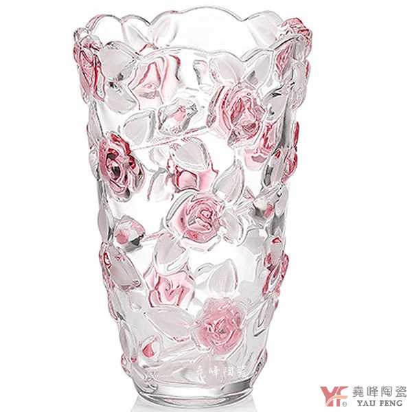 【堯峰陶瓷】彩色玫瑰玻璃花瓶|花器 藝術擺飾|居家辦公室擺飾|限量|附贈精美彩盒