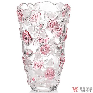 【堯峰陶瓷】彩色玫瑰玻璃花瓶|花器 藝術擺飾|居家辦公室擺飾|限量|附贈精美彩盒