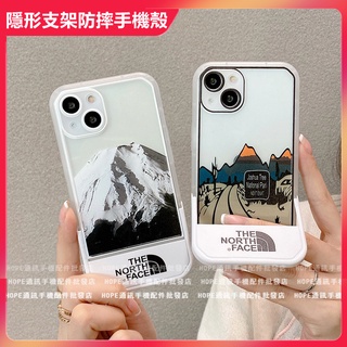 北臉 簡約 男生 潮牌 隱形支架防摔手機殼 適用 iPhone 14 13 11 12 Pro Max xr xs 8p