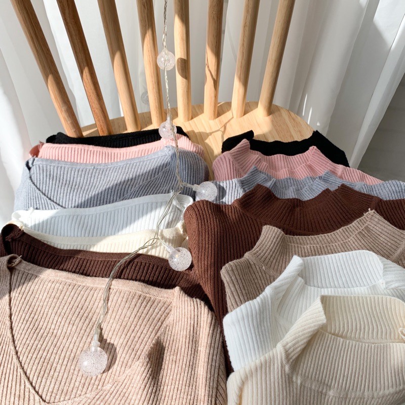 現貨 #09607 已售六千件！！！ 軟綿綿針織 親膚! ( V領 / 立領 ) 坑條 針織 上衣 合身 超彈力