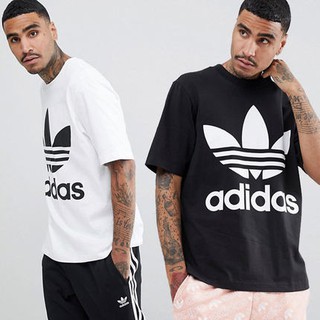 Adidas Originals Trefoil Oversize 黑白兩色 三葉草 寬版 落肩 高磅數 棉質短T