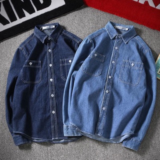 M-4XL 臺灣出貨 男生長袖襯衫 牛仔襯衫 休閒襯衫 工裝襯衫 大尺碼襯衫 正韓上衣 男生襯衫外套 潮牌襯衫 工作襯衫