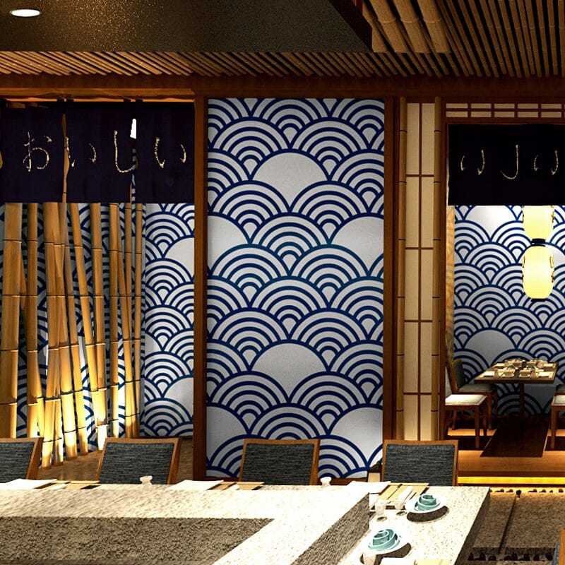 和風墻紙日系裝修日式風格個性日本料理拉面壽司店海浪浮世繪壁紙 小麥芽 蝦皮購物